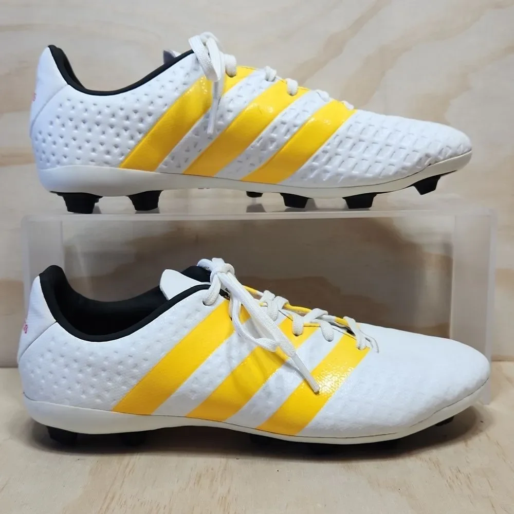 Adidas Ace 16.4 Soccer Cleats White Yellow Athletic Sneakers Youth 6.5